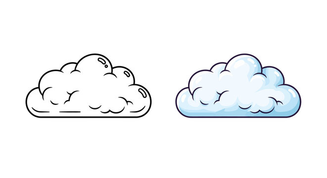 Cloud Outline and Colored Version Comparison
