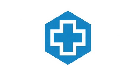 Obraz premium Blue medical cross symbol on white background
