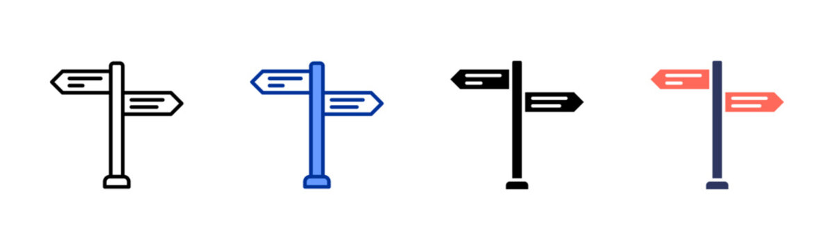 Road Signs icon set multiple style collection