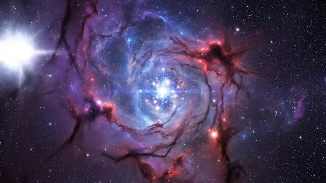 Vibrant Swirling Purple Nebula Galaxy.