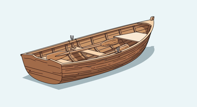 Unfinished Wooden Rowboat Construction, Nautical Craftsmanship, Maritime Hobby