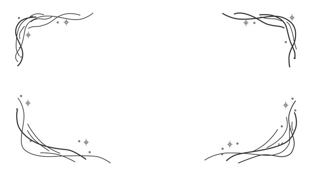 Transparent Black Wave Four Corner Frame with Glowing Stars Wide Banner for Graphic Design