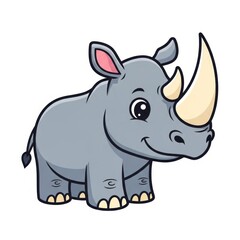Fototapeta premium Rhinoceros vector illustration isolated on white background. Cartoon and minimal wildlife animal suitable for mascots, logos, education, and nature-themed designs.