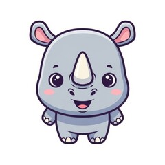 Fototapeta premium Rhinoceros vector illustration isolated on white background. Cartoon and minimal wildlife animal suitable for mascots, logos, education, and nature-themed designs.