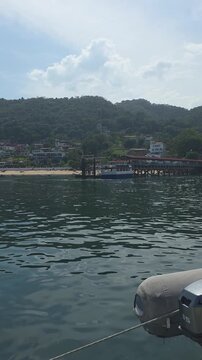Vertical view of coast and beach of Isla Taboga Panama City Panama Central America.