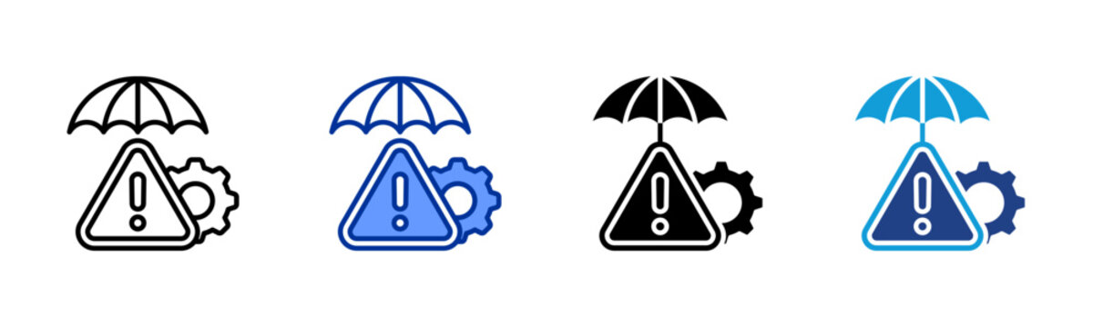 Risk Mitigation icon set multiple style collection