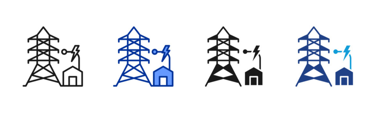 Power Grid icon set multiple style collection
