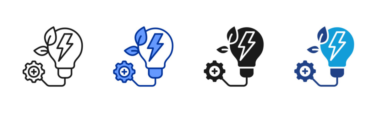 Energy Efficiency icon set multiple style collection