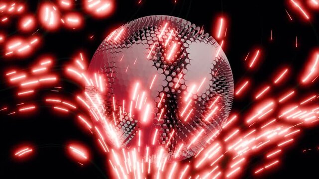 Abstract technology background animation. Future technology, science, tech innovations. flowing lighting neon glowing red white color polygon effect seamless loop animation. 4k