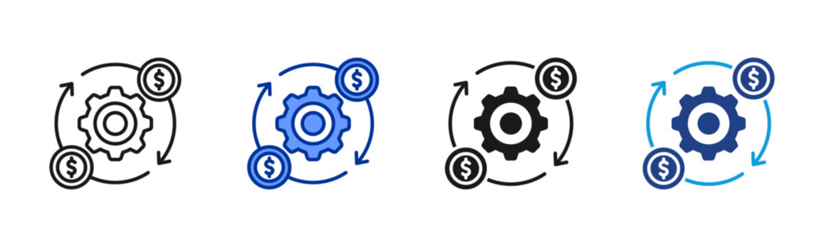Operational Efficiency icon set multiple style collection