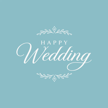 Vibrant hand-drawn  Happy Wedding lettering with decorative elements. Perfect for wedding invitations, cards, or celebration branding.
