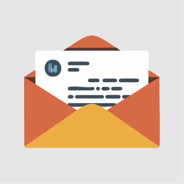orange envelope with letter and email icon design
