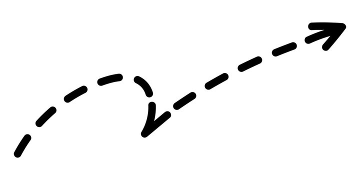 PNG Curved dashed arrow path, transparent background