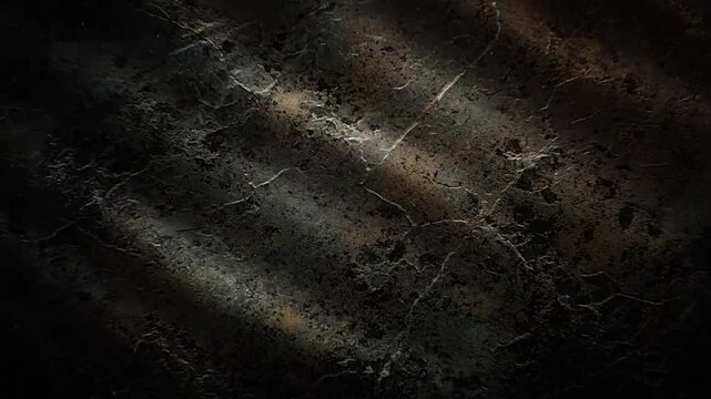 Dark and textured surface with crack patterns under the subtle play of light creating an intriguing abstract background