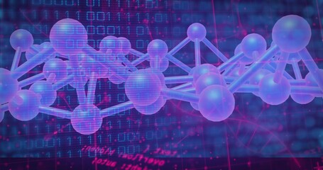Naklejka premium Visualizing glowing molecular network structure in digital space, with spherical nodes and rods