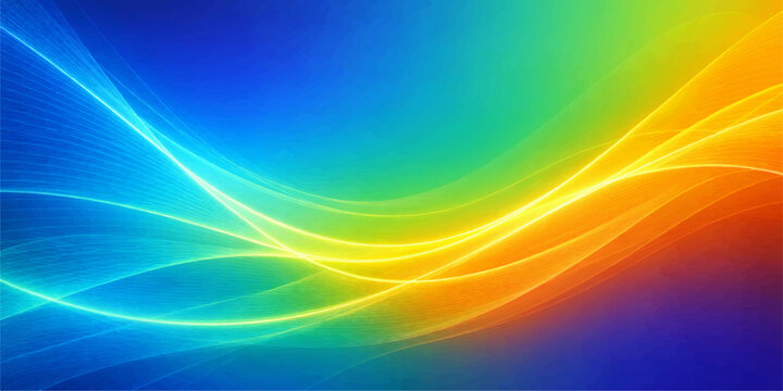 An artistic abstract background featuring a bright rainbow wave and colorful swirl motion with a blurred texture pattern for a vibrant sky blue wallpaper design