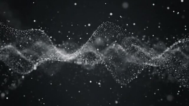 Abstract flowing wave of particles background with subtle bokeh and dynamic animation for visual effects