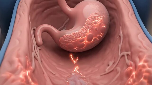 Animated 3D Visualization of Human Stomach Digestion Process.