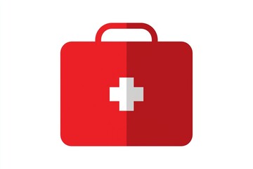 Obraz premium Red first aid kit with cross symbol on white background