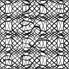 Obraz premium Black Intertwined Wavy Lines Pattern.