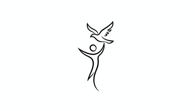 Abstract human figure releasing a dove, symbol of freedom, hope, and peace