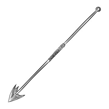 Png vintage fishing harpoon illustration, transparent background