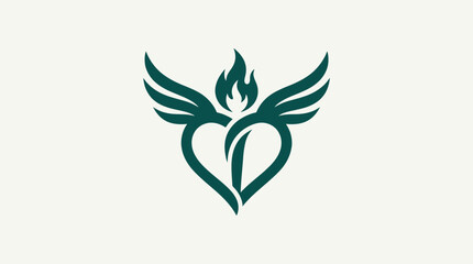 Fototapeta premium Elegant Abstract Heart Symbol with Wings and Flame