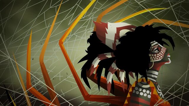 anansi goddess of dreams in jungle spider web