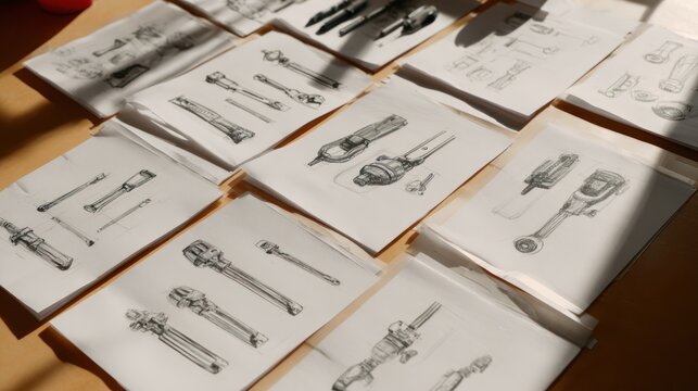 Engineering sketches, various tools
