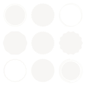 Simple png sticker, geometric white design, transparent background set
