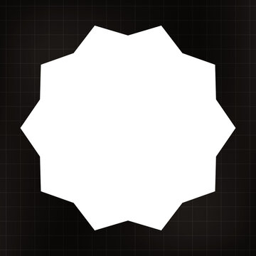 Black png jagged decagon frame, basic shape design, transparent background