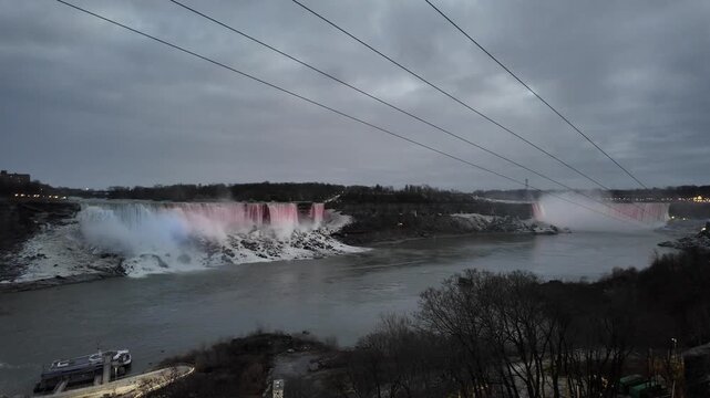 Niagara Falls Ontario Shines With Lights at Night