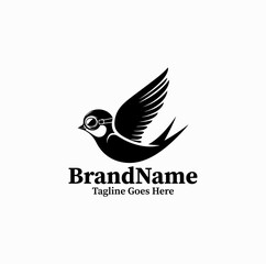 Fototapeta premium Aviator Swallow Silhouette Bird with Goggles Retro Flight Logo