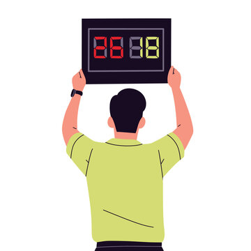 vector of a soccer referee and assistant referee showing red and yellow cards, signaling fouls, offside with flag, checking watch, and displaying VAR. perfect for football rules, officiating concepts