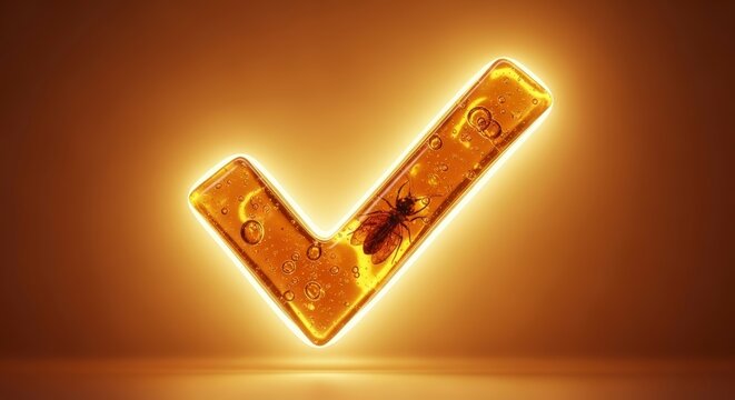 Golden Checkmark Symbol of Approval Concept.