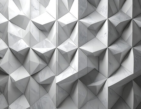 A close-up view of a wall featuring a geometric pattern of triangular shapes in a metallic finish