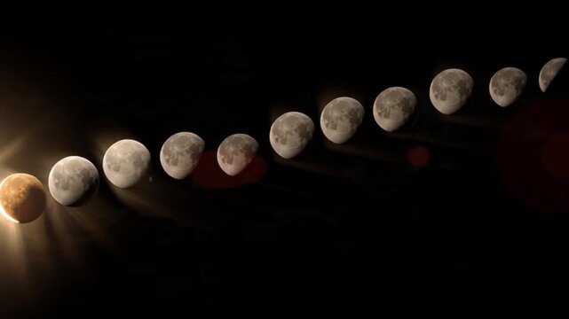 A timelapse view of a solar eclipse capturing the dramatic alignment of the sun and moon, glowing corona, shifting shadows, and mesmerizing celestial motion in a rare astronomical event**