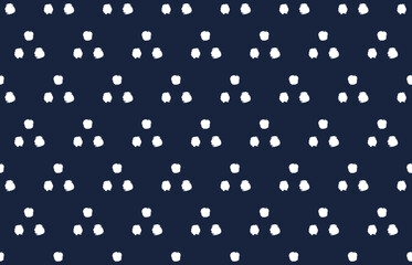 Hand-drawn polka dot seamless pattern - white on dark navy background © YOHAKU ZUAN