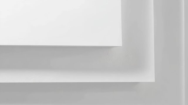 Minimal white layered paper geometry with soft shadow calm atmosphere modern clean composition