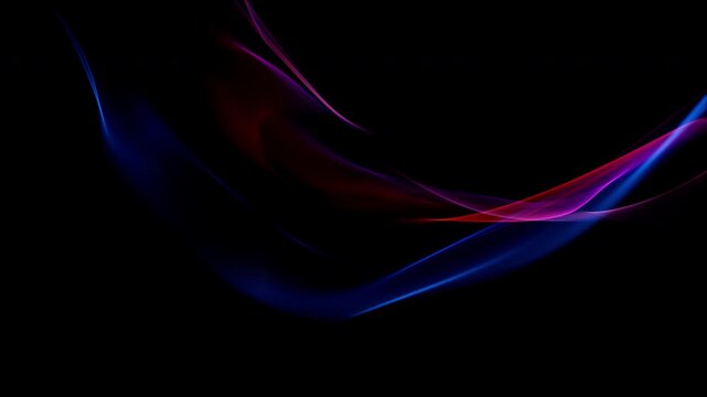 Abstract Colorful Glowing Wave on Black Background, Fluid Light Streaks Motion Animation with Alpha Channel, Seamless Loop 4K resolution