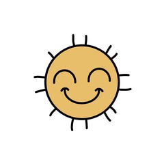 Obraz premium Happy Sun Cartoon Illustration for Positive Mood and Warm Weather Concept