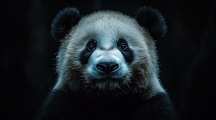 Close-up Portrait of a Giant Panda Bear Face.