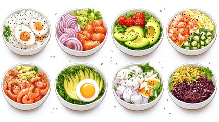 Eight Delicious and Healthy Poke Bowls with Fresh Ingredients.