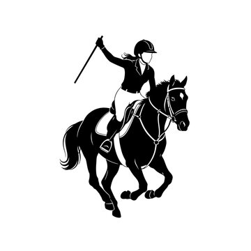 Equestrian Grace: A poised rider demonstrates precision and harmony astride a magnificent horse, evoking a sense of grace, skill, and the bond between horse and equestrian.