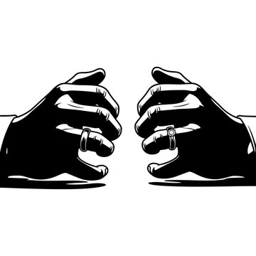 Hand Gesture Exchange:  A dramatic, high-contrast illustration of two hands meeting, suggesting an agreement, partnership, or the finalization of a deal.