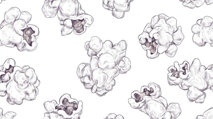 Seamless Pattern of Hand-Drawn Popcorn Kernels.