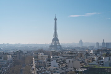 Naklejka premium Avignon, France - March 9, 2026: Eiffel Tower viewed from Arc de Triomphe in Paris