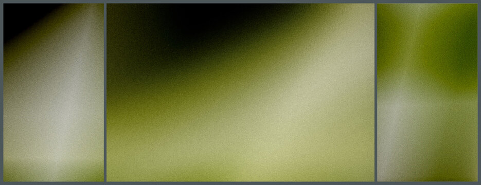 Abstract green gradient triptych featuring smooth tonal transitions and a tranquil atmosphere, ideal for modern backgrounds, website headers, or calming presentation slides.