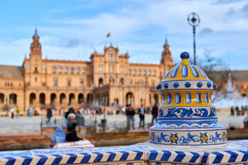 Naklejka premium detail of architecture in Plaza de España, Seviile, Spain