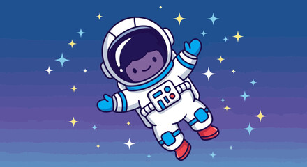 Fototapeta premium Astronaut floating amongst stars illustration cosmic exploration design
